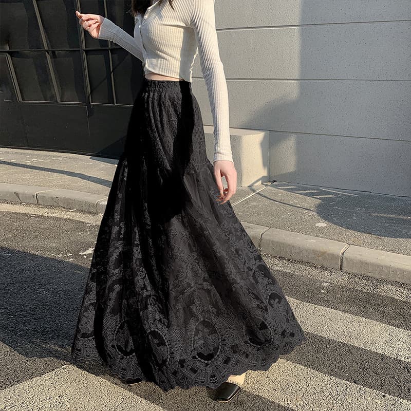 マーメイドスカート 優美花模様レースマーメイド