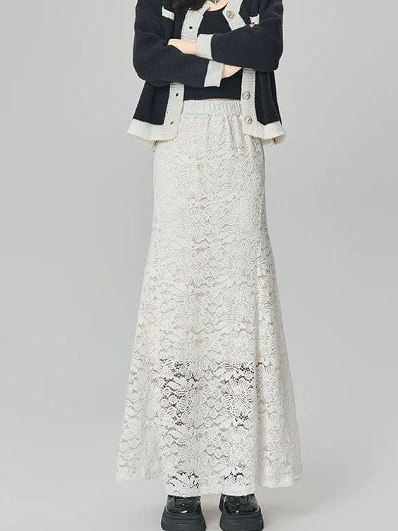 マーメイドスカート 華やか花柄レースマーメイド