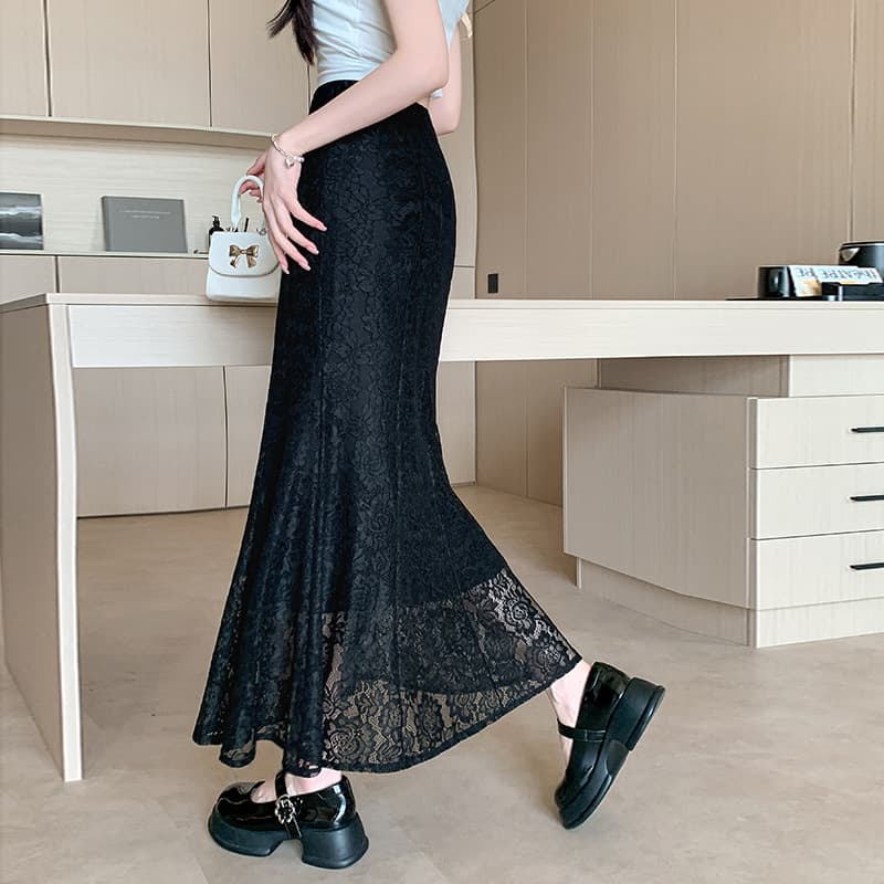 マーメイドスカート 優美花柄レースマーメイドスカート