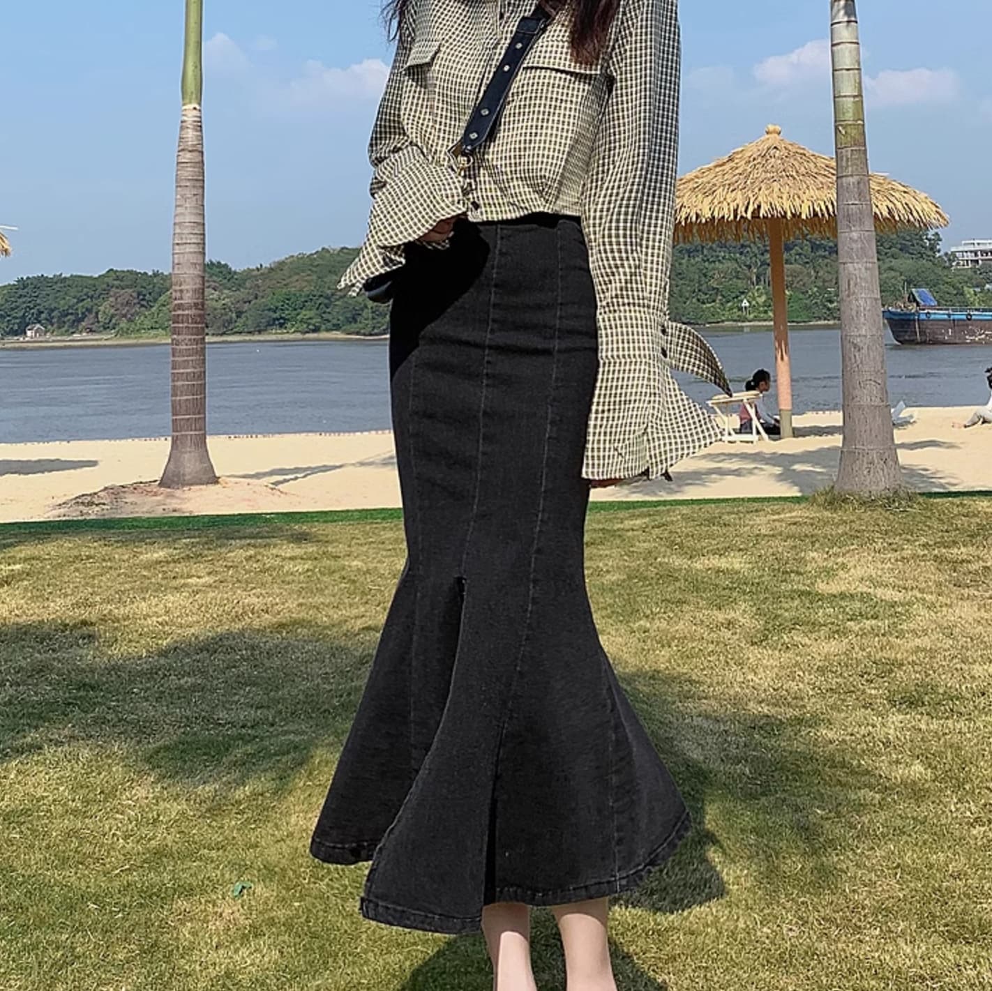 マーメイドスカート ウエストすっきり マーメイドデニムスカート
