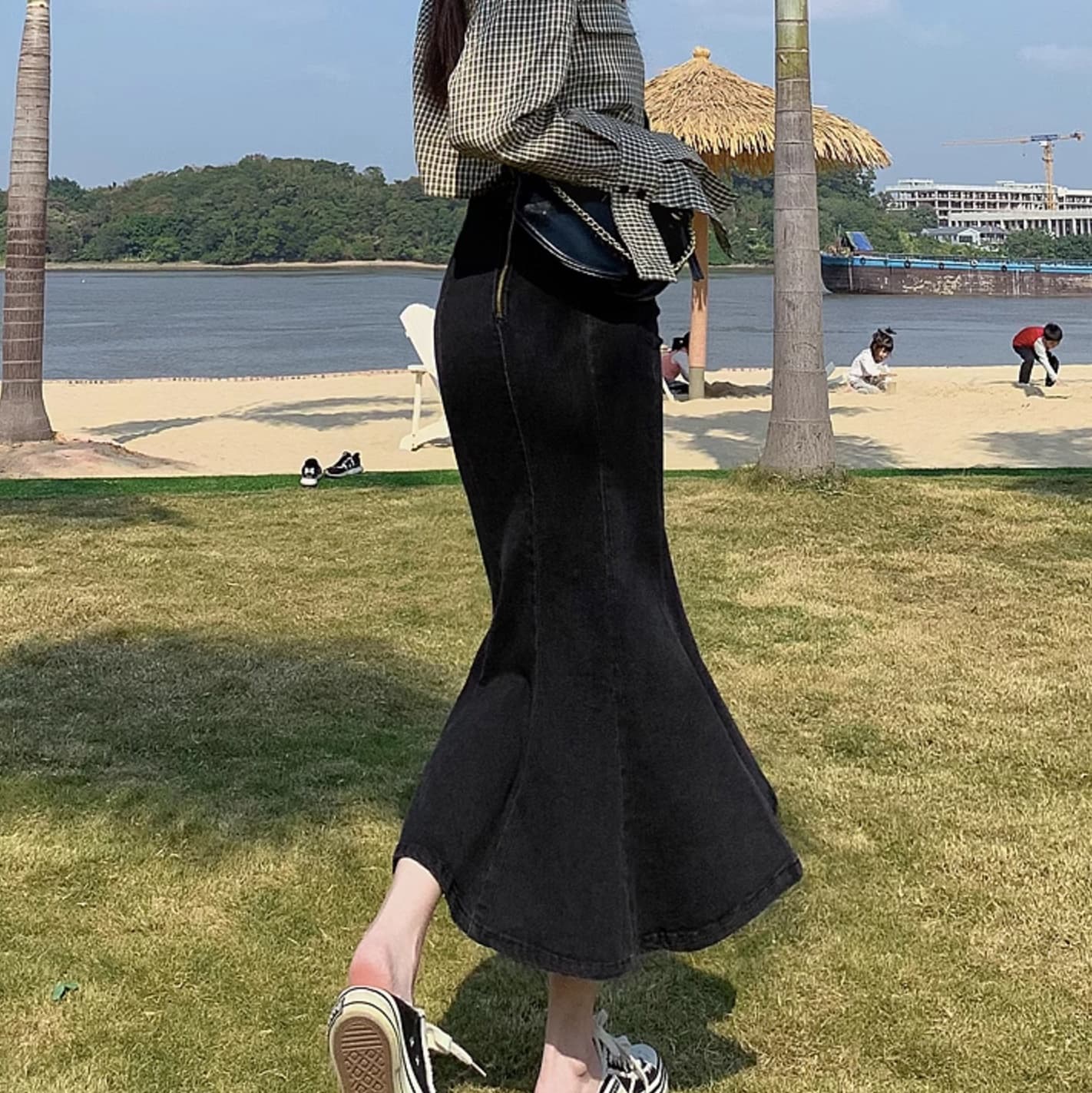 マーメイドスカート ウエストすっきり マーメイドデニムスカート