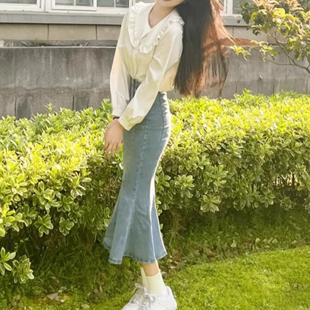 マーメイドスカート すっきりマーメイドデニムスカート