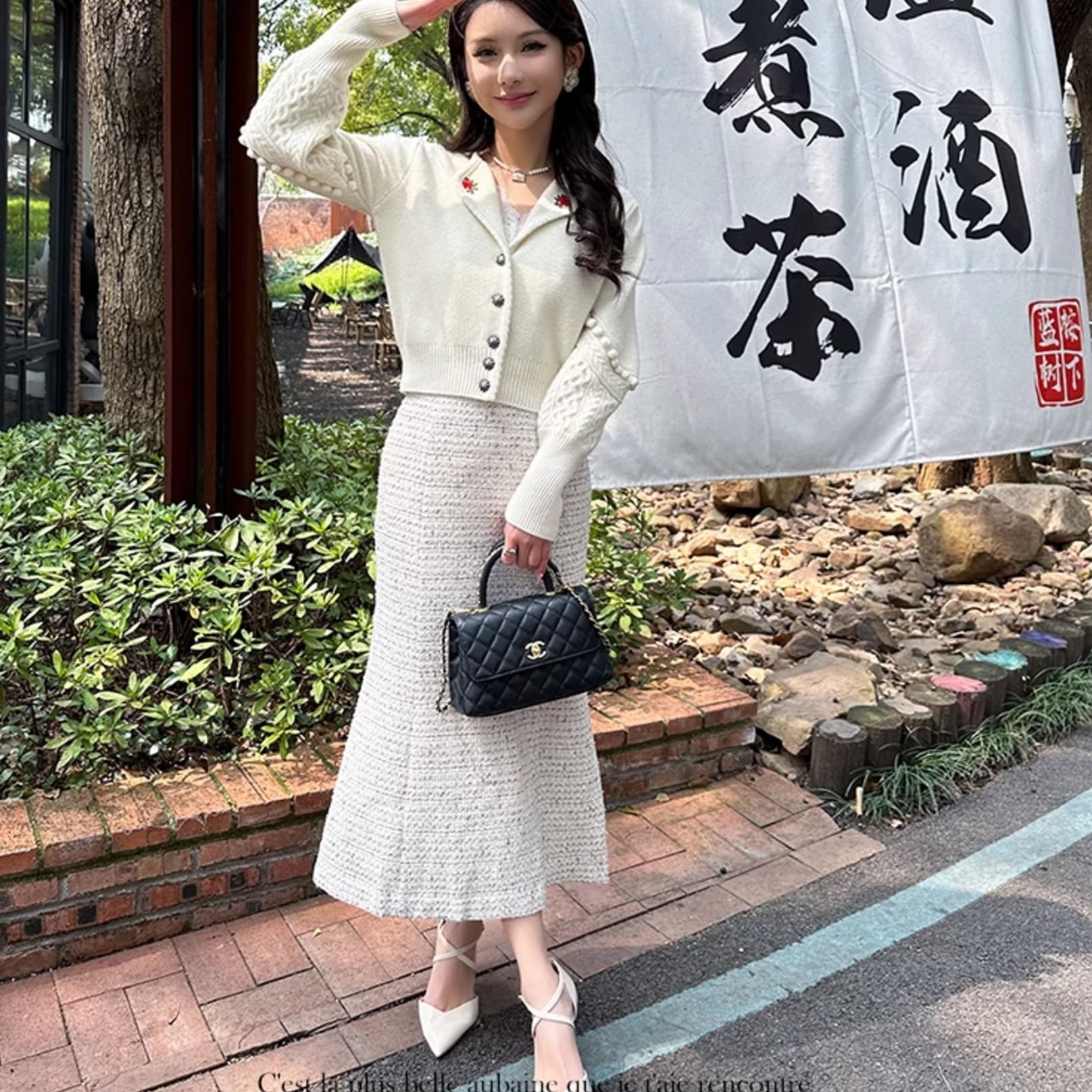 マーメイドスカート 上質な印象のマーメイドツイードスカート