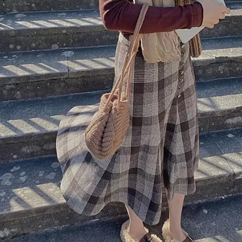 マーメイドスカート 優美なシルエットマーメイド格子柄スカート