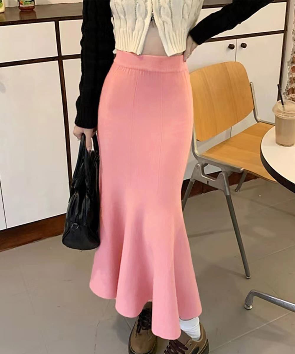 韓国風ニット素材マーメイドスカート