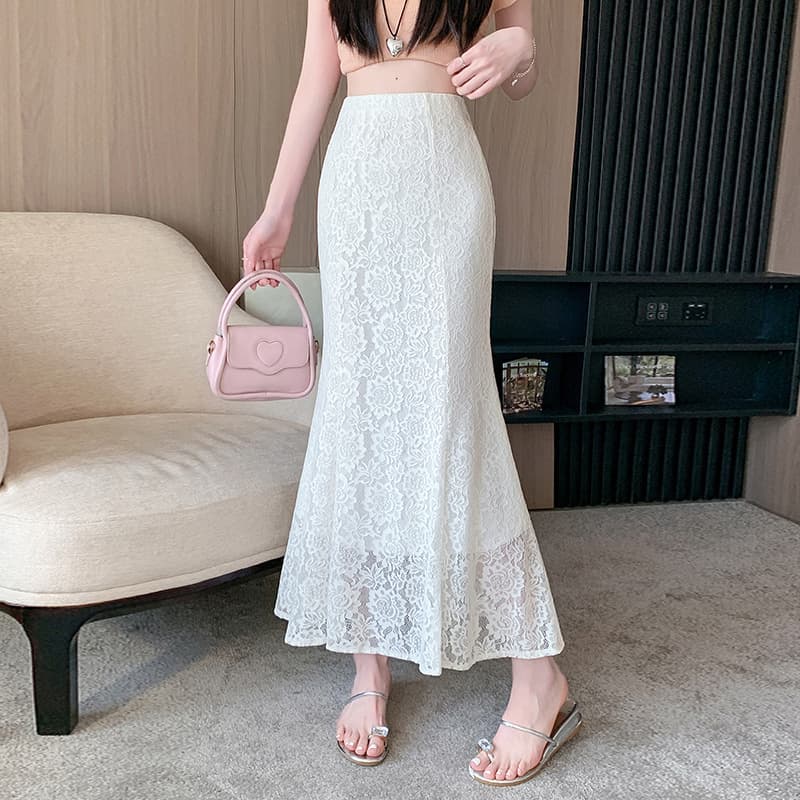 マーメイドスカート 優美花柄レースマーメイドスカート
