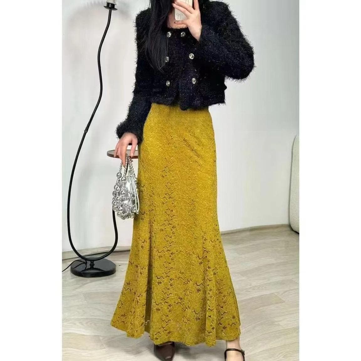 マーメイドスカート 上品華やぎマーメイドレーススカート