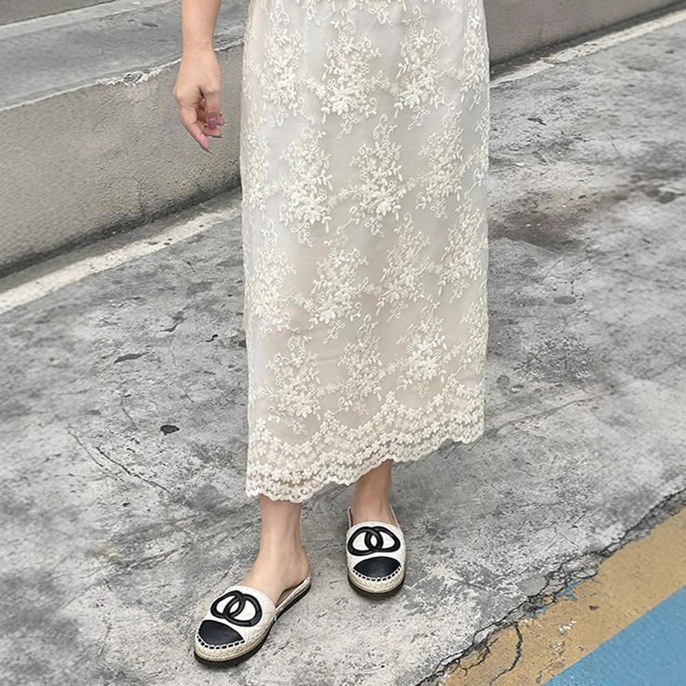 マーメイドスカート 花柄刺繍マーメイドレーススカート
