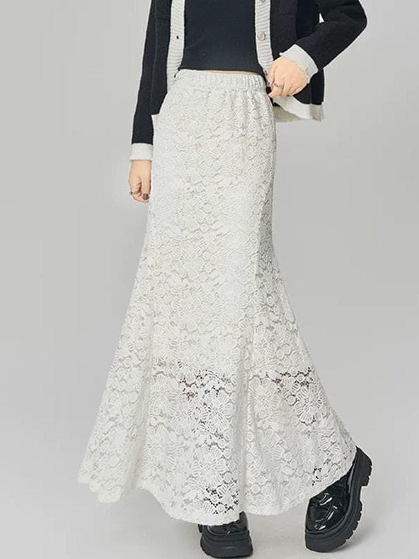 マーメイドスカート 華やか花柄レースマーメイド