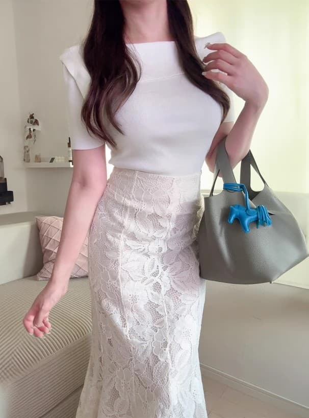 マーメイドスカート 優美な花柄レースマーメイドスカート