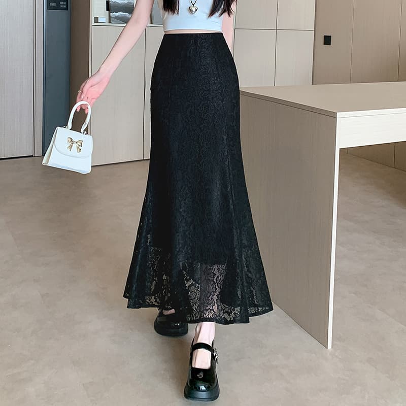 マーメイドスカート 優美花柄レースマーメイドスカート