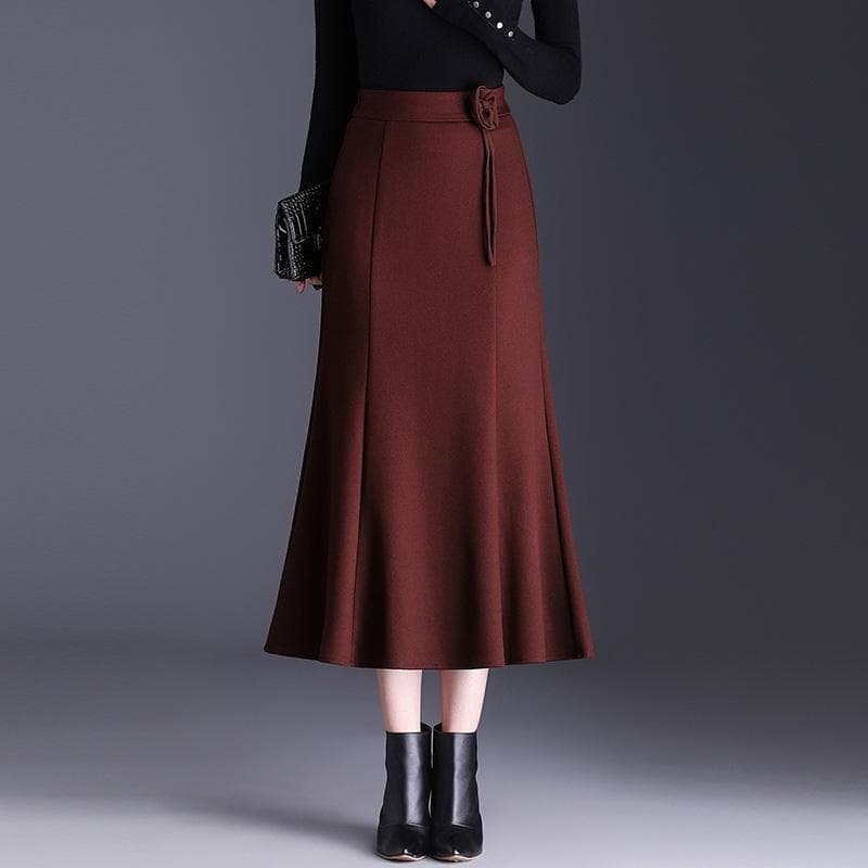 マーメイドスカート 上品マーメイドシルエット膝下スカート