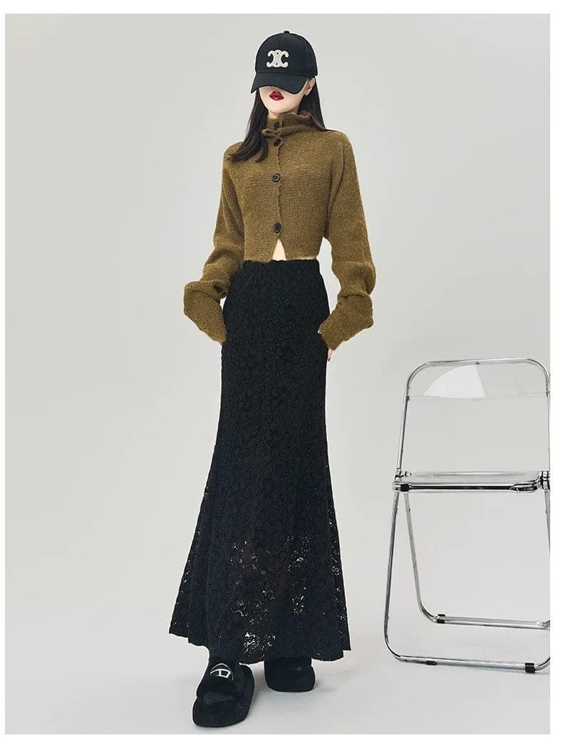 マーメイドスカート 華やか花柄レースマーメイド