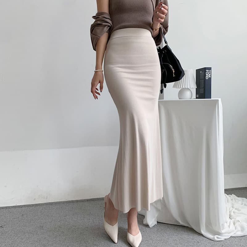 美脚見せロング丈マーメイドスカート