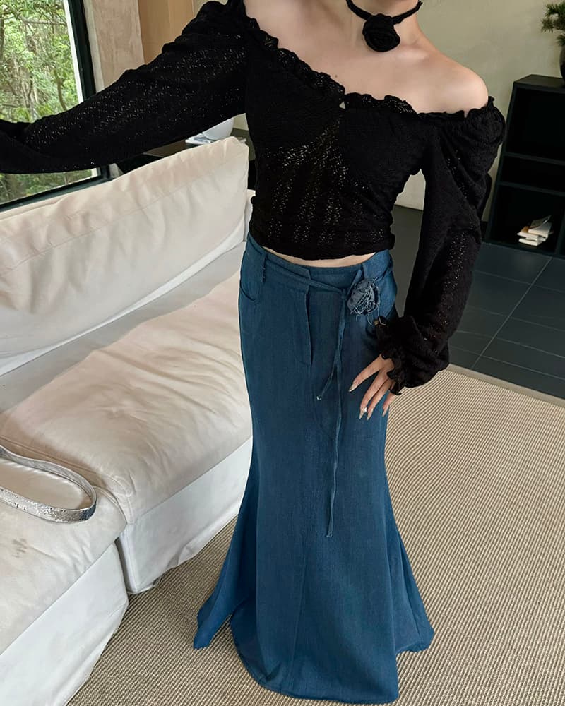 マーメイドスカート 優雅なマーメイドデニムロングスカート