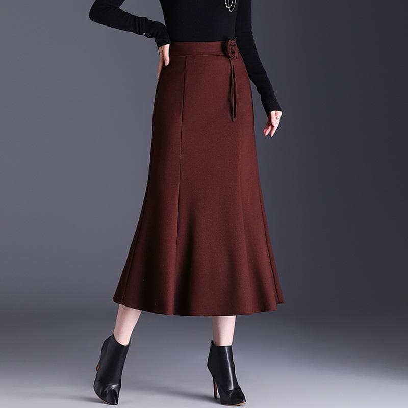 マーメイドスカート 上品マーメイドシルエット膝下スカート