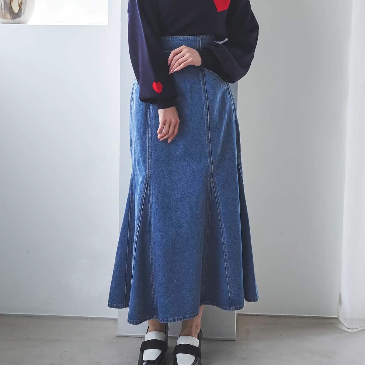 マーメイドスカート ストレッチマーメイドデニムロングスカート