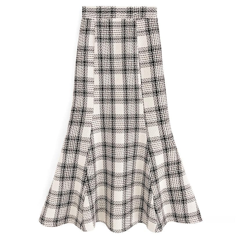 マーメイドスカート ウエストゴムマーメイドツイードスカート