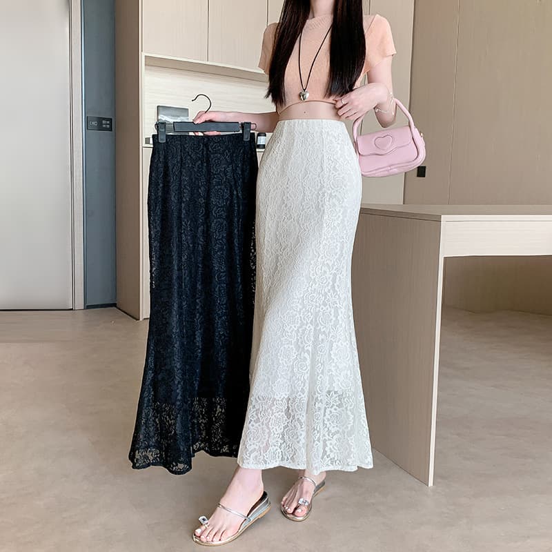 マーメイドスカート 優美花柄レースマーメイドスカート