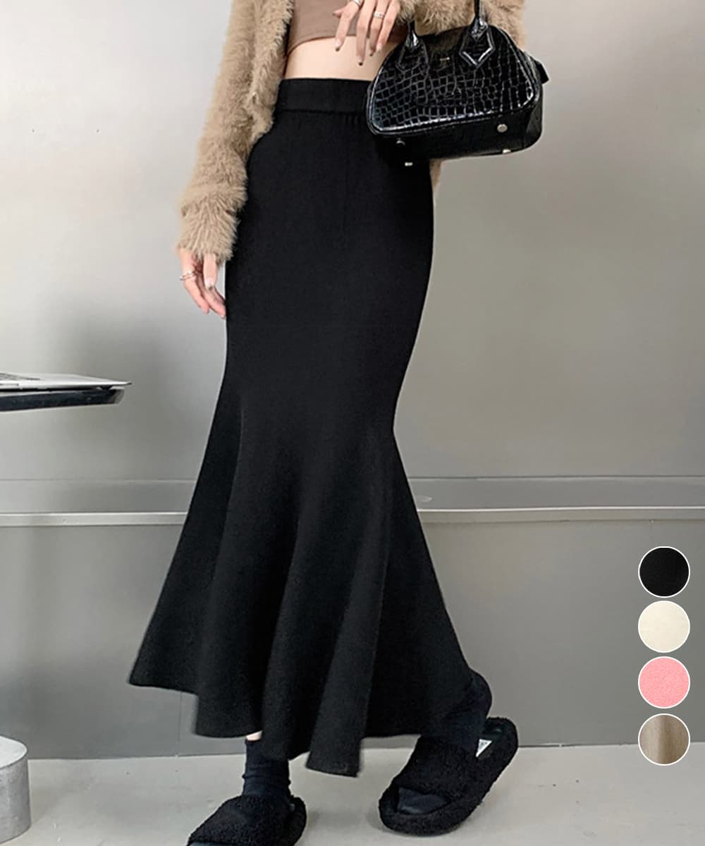 韓国風ニット素材マーメイドスカート