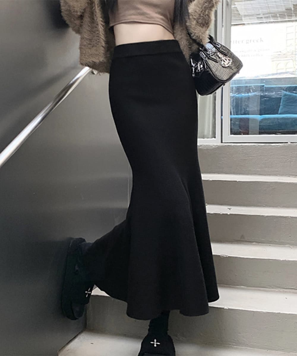 韓国風ニット素材マーメイドスカート