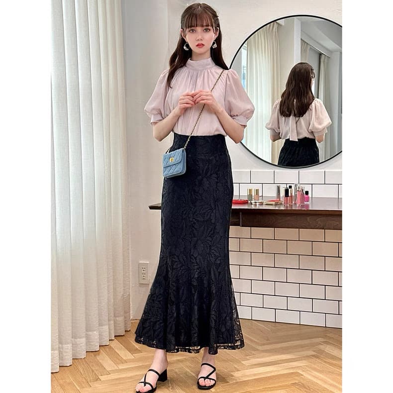 マーメイドスカート 優美な花柄レースマーメイドスカート