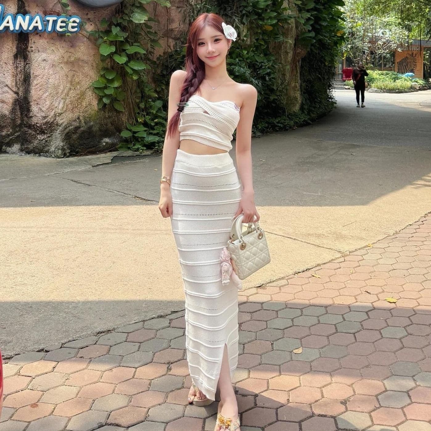 マーメイドスカート マーメイドスカート 優美な波模様マーメイドニットセット