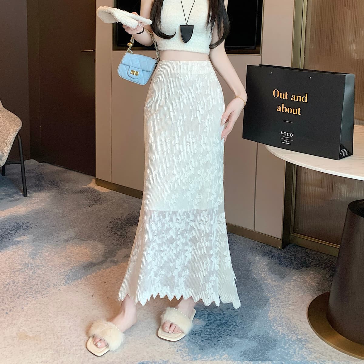 マーメイドスカート 透かし模様の優美レースマーメイド