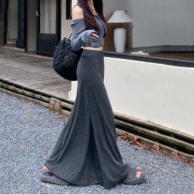 マーメイドスカート あったか素材のマーメイドロングスカート
